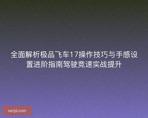 全面解析极品飞车17操作技巧与手感设置进阶指南驾驶竞速实战提升