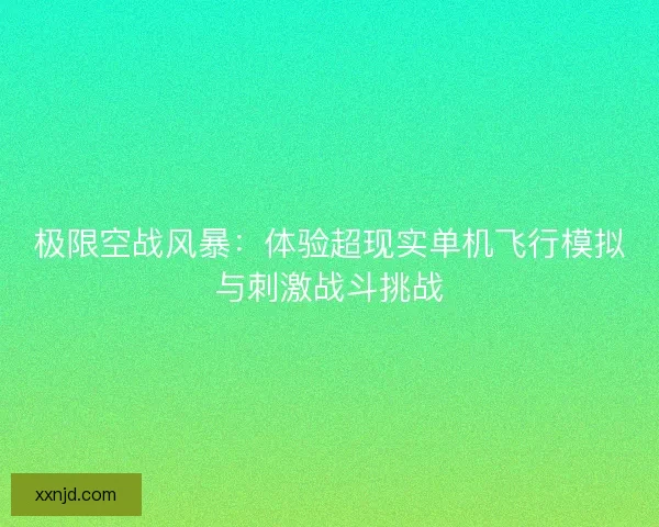 极限空战风暴：体验超现实单机飞行模拟与刺激战斗挑战